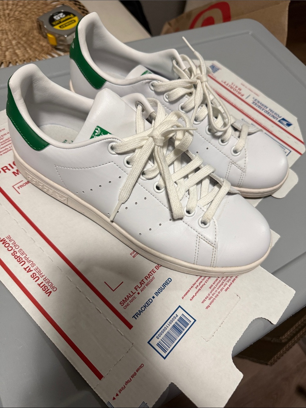 Adidas White and Green Low-Top Athletic Sneakers